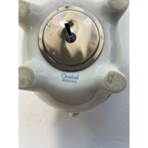 Goebel Germany White Ceramic Piggy Bank With Shamrock Design & Glass Eyes NO KEY - Picture 8 of 9